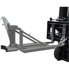 Bauer Fasslifter RS-I/D 91, für Stapler, 1 x 110 bis 200-l-Deckelfässer, L 1285 x B 585 x H 810 mm, bis 800 kg, Stahl, Mausgrau