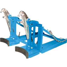 Bauer Fasslifter RS-II/D 91, für Stapler, 2 x 110 bis 200-l-Deckelfässer, L 1285 x B 940 x H 810 mm, bis 1600 kg, Stahl, Lichtblau