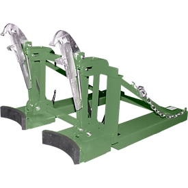 Bauer Fasslifter RS-II/D 91, für Stapler, 2 x 110 bis 200-l-Deckelfässer, L 1285 x B 940 x H 810 mm, bis 1600 kg, Stahl, Resedagrün