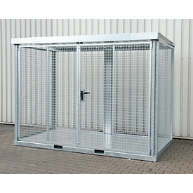 Bauer gasflessencontainer type GFC-E, afsluitbaar, L 3135 x B 1570 x H 2260 mm Roosterbodem