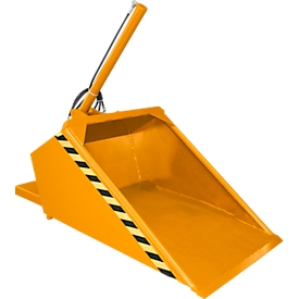 Bauer hydraulische heftruckbak DGS 500, vorkheftruckhydrauliek, L 1610 x B 1050 x H 1370 mm, 0,5 m³, tot 1000 kg, staal gelakt, geel-oranje