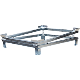 Bauer IR-1 IBC-restlediger, voetafdruk 1200 x 1000 mm, maximale heffing 95 mm, tot 1500 kg, L 1280 x B 1080 x H 275/380 mm, staal, thermisch verzinkt