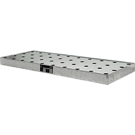 Bauer KGW 1/M bakje, volume 11 l, tot 150 kg, met geperforeerd rooster, B 940 x D 370 x H 60 mm, gegalvaniseerd staal