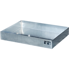 Bauer KGW-P 1 kleine bak, inhoud 22 l, tot 50 kg, zonder geperforeerd rooster, B 600 x D 400 x H 120 mm, gegalvaniseerd staal