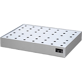 Bauer kleine containerbak KGW-P 2/M V4A, voor Euro- en chemiepallets, roestvrij staal, L 800 x B 600 x H 120 mm, tot 100 kg, met geperforeerd platenrooster