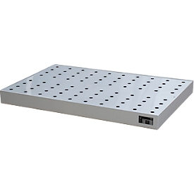 Bauer kleine containerbak KGW-P 4/M V4A, voor Euro- en chemiepallets, roestvrij staal, L 1200 x B 600 x H 120 mm, tot 200 kg, met geperforeerd plaatrooster