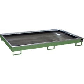 Bauer legbordbak RW 2200-1 PE, met PE inzet, gelakt, L 2165 x B 1315 x H 230 mm, reseda groen RAL 6011