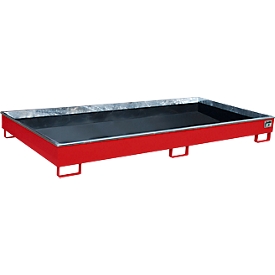 Bauer legbordbak RW 2700-1 PE, met PE inzet, L 2665 x B 1315 x H 210 mm, vlamrood RAL 3000