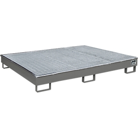 Bauer legbordbak RW-GR 1800 PE, met PE inzet, met rooster, L 1765 x B 1315 x H 255 mm, muisgrijs RAL 7005