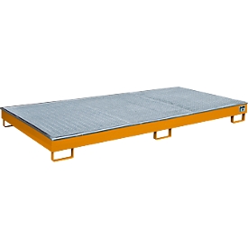 Bauer legbordbak RW-GR 2700-1 PE, met PE inzet en rooster, L 2665 x B 1315 x H 210 mm, gelakt, geel-oranje RAL 2000