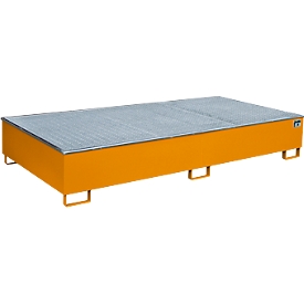 Bauer legbordbak RW-GR 2700-3 PE, met PE inzet, met rooster, L 2665 x B 1315 x H 440 mm, geel-oranje RAL 2000