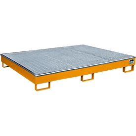 Bauer RW-GR 1800 PE legbordgoot, met PE inzet, met rooster, L 1765 x B 1315 x H 255 mm, geel-oranje RAL 2000