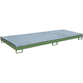 Bauer RW-GR 3300-1 PE vakkenbak, met rooster en PE inzet, B 3262 x D 1312 x H 195 mm, tot 240 liter, gelakt staal, reseda groen
