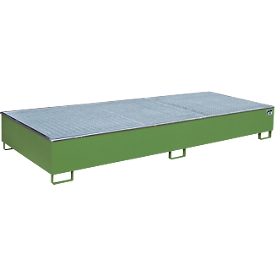 Bauer RW-GR 3300-3 PE vakkenbak, met rooster en PE inzet, B 3262 x D 1312 x H 383 mm, tot 1000 liter, gelakt staal, reseda groen