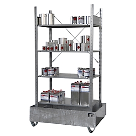 BAUER S 3022-4E kleine containerlegbord, basislegbord, B 1200 x D 800 x H 2105 mm, 4 legborden + 1 opvangbak