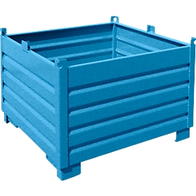 Bauer SBS 1000 opvangbaksysteem, L 1200 x B 1200 x H 850 mm, tot 3 hoog stapelbaar, gelakt, met transportwagen, lichtblauw RAL 5012