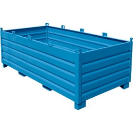 Bauer SBS 2000 opvangbaksysteem, L 1200 x B 2400 x H 850 mm, tot 3 hoog stapelbaar, gelakt, met transportwagen, lichtblauw RAL 5012