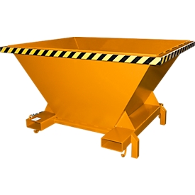 Bauer SBT filling hopper, sheet steel, support feet, drive-in pockets, painted, L 1320 x W 1710 x H 990 mm, yellow-orange RAL 2000