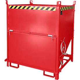 Bauer SGK 100 silocontainer, trekkoord lediging, L 1000 x B 1200 x H 1405 mm, 1 m³, tot 1500 kg, staal, vuurrood