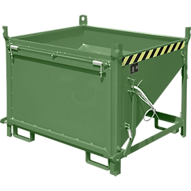 Bauer Silobehälter SGK 50, Zugseil-Entleerung, L 1000 x B 1200 x H 935 mm, 0,5 m³, bis 750 kg, Stahlblech, Resedagrün