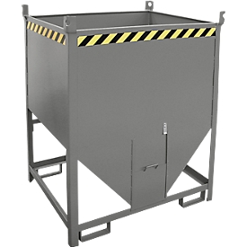Bauer Silobehälter SGS 100, mit Schieberverschluss, L 1000 x B 1200 x H 1495 mm, 1 m³, bis 1500 kg, Stahl, Mausgrau