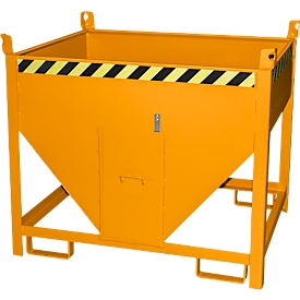 Bauer Silobehälter SGS 50, mit Schieberverschluss, L 1000 x B 1200 x H 1025 mm, 0,5 m³, bis 750 kg, Stahl, Gelborange