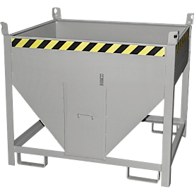 Bauer Silobehälter SGS 50, mit Schieberverschluss, L 1000 x B 1200 x H 1025 mm, 0,5 m³, bis 750 kg, Stahl, Mausgrau