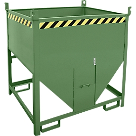 Bauer Silobehälter SGS 75, mit Schieberverschluss, L 1000 x B 1200 x H 1260 mm, 0,75 m³, bis 1000 kg, Stahl, Resedagrün