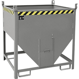Bauer Silobehälter SGS 75, mit Schieberverschluss, L 1000 x B 1200 x H 1260 mm, 0,75 m³, bis 1000 kg, Stahl, Stahlblech, Mausgrau