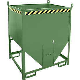 Bauer silocontainer SGS 100, met schuifpoort, L 1000 x B 1200 x H 1495 mm, 1 m³, tot 1500 kg, staal, reseda groen