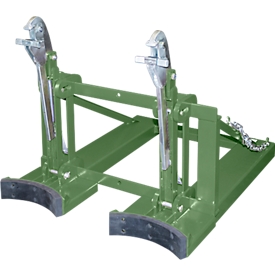 Bauer vatenheffer RS-II/91, voor vorkheftruck, 2 x 200/220 l vaten, L 1185 x B 940 x H 925 mm, tot 1600 kg, staal, reseda groen