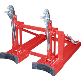 Bauer vatenheffer RS-II/91, voor vorkheftruck, 2 x 200/220 l vaten, L 1185 x B 940 x H 925 mm, tot 1600 kg, staal, vuurrood