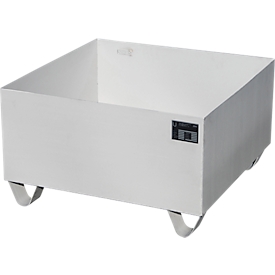 Bauer VAW-1 lekbak, L 800 B x 800 x H 465 mm, tot 210 l, roestvrij staal, toegankelijk van onderaf