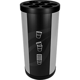 Bechersammler JUNIOR XXL BECHER Schwarz, Einwurföffnung 100 mm, 7 Röhren