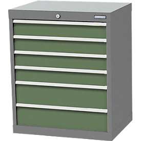 Bedrunka+Hirth drawer cabinet, 6 drawers, lockable, up to 1200 kg, W 680 x D 500 x H 819 mm, sheet steel