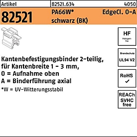Befestigungsbinder R 8252 1 Edgeclip 4,6x200/45 PA6 6W sw 500St. HELLERMANNTY
