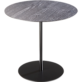 Beistelltisch STANLY, Stahlgestell schwarz, Ø 450 x H 420 mm, Carbonized Wood