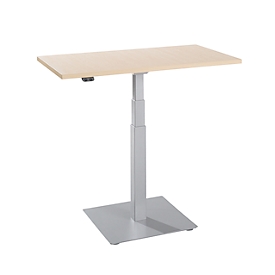 Beistelltisch Start Off, elektrisch höhenverstellbar, Rechteck, Säulenfuss, B 1000 x T 600 x H 635-1285 mm, Ahorn/weissaluminium