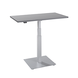 Beistelltisch Start Off, elektrisch höhenverstellbar, Rechteck, Säulenfuß, B 1000 x T 600 x H 635-1285 mm, graphit/weißaluminium