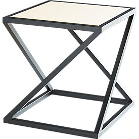 Beistelltisch X, Quadratform, X-Fuß-Gestell, B 500 x T 500 x H 530 mm, desinfektionsmittelbeständig, weiß Feinstruktur