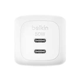 Belkin BOOSTCHARGE 50W DUAL USB-C PD WALL CHARGER WITH PPS WHT