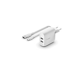 Belkin BoostCharge - Netzteil - 24 Watt - 2 Ausgabeanschlussstellen (USB)