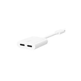 Belkin Connect Audio + Charge - USB-C zu USB-C Kopfhörer-/Ladeadapter - USB-C männlich zu USB-C weiblich - 14 m - weiß - USB Power Delivery (60W)
