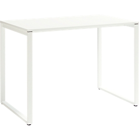Besprechungsstehtisch Squart, bis 6 Personen, Rechteck, Bügelfuss, B 1800 x T 900 x H 1120 mm, weiss/weiss 