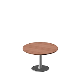 Besprechungstisch X-Time Work, bis 4 Personen, Kreis, Tellerfuß, B 1200 x T 1.200 x H 740 mm, Nuss Canaletto/weiß