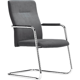Besucherstuhl ROVO R 200, mit Armlehnen, verchromtes Gestell, bis 180 kg, B 630 x T 480 x H 960 mm, schwarz