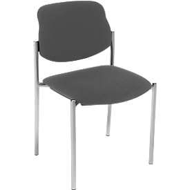 Besucherstuhl Styl, ohne Armlehnen, Stoff anthrazit, Gestell alusilbern, stapelbar bis zu 6 Stück