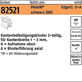 Bevestigingsband R 8252 1 Edgeclip 4,6x200/45 PA6 6W zwart 500 st. HELLERMANNTY