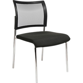 Bezoekersstoel, 4-poot, gaas, zonder armleuningen, set van 2, zwart