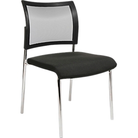 Bezoekersstoel - stof - net-rugleuning - zwart - set van 2